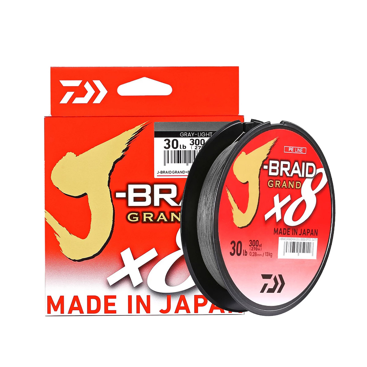 Sedal multifilamento DAIWA® J BRAID X8 GRAND 0.28 270 M / GRAY LIGHT