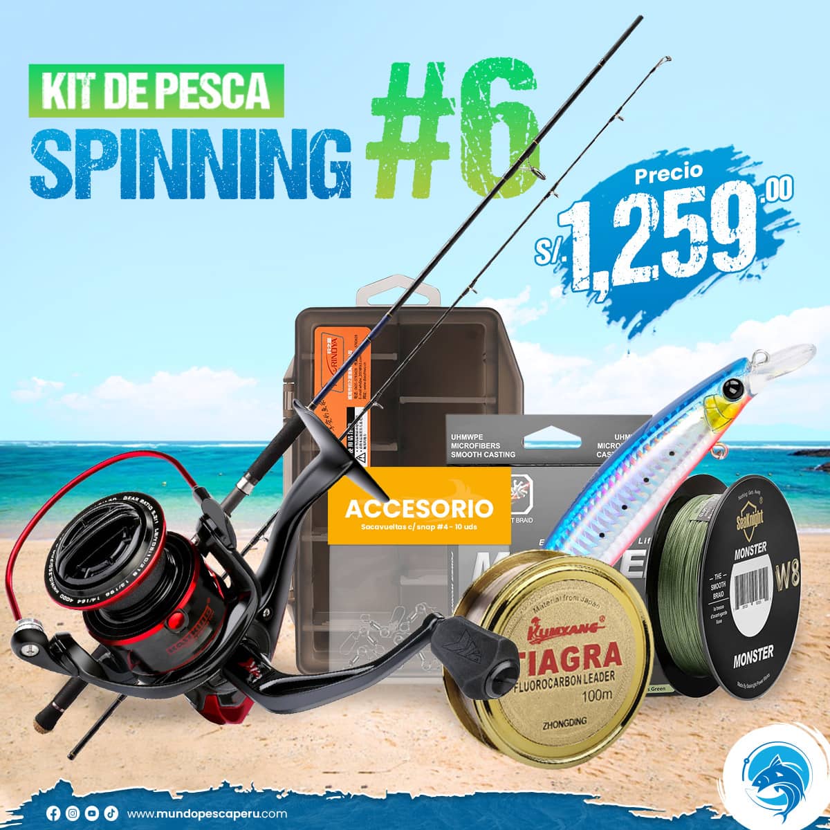 Kit de Pesca MP® SPINNING 6 Tienda de artículos de pesca deportiva